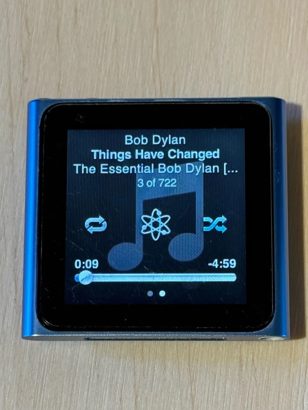 iPod Nano 6thGen 8GB Blue Model:A1366 Tested Good Batt w/Char-722Songs Read Blw!